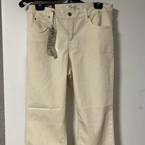 Size 12 NWT ivory jeggings belted waist zipper fly by true slim women’s pants